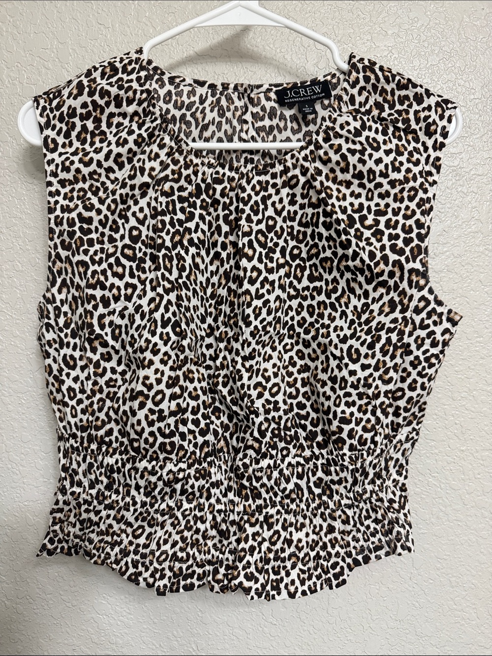 J. Crew Leopard Print Sleeveless Peplum Top - Brown, Black, White
